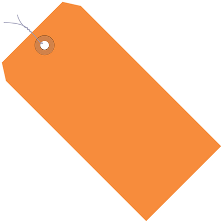 5 <span class='fraction'>3/4</span> x 2 <span class='fraction'>7/8</span>" Orange 13 Pt. Shipping Tags - Pre-Wired